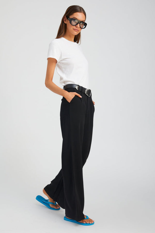Sprwmn Black Crepe Pleated Trousers Black