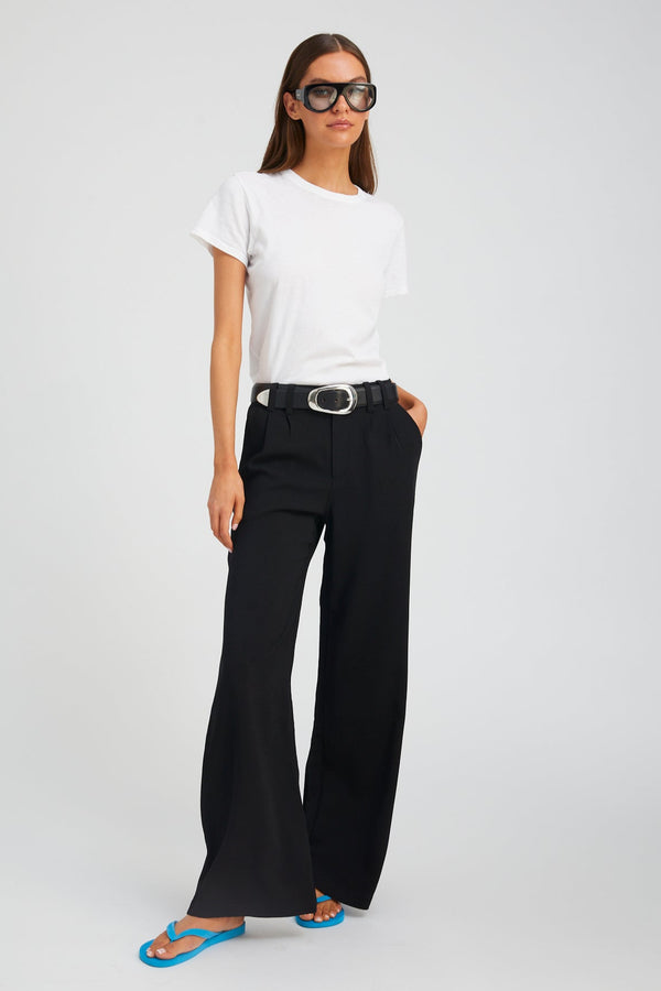 sprwmn Black Crepe Pleated Trousers Black