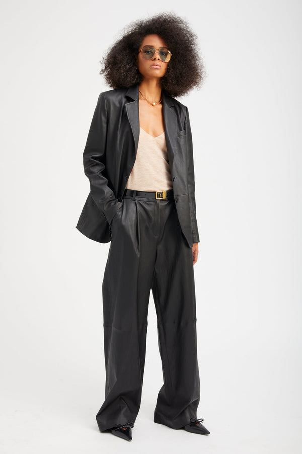 Sprwmn Black Leather Classic Blazer BLACK