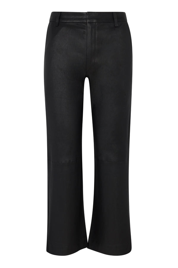 Sprwmn Black Leather Cropped Trousers Black