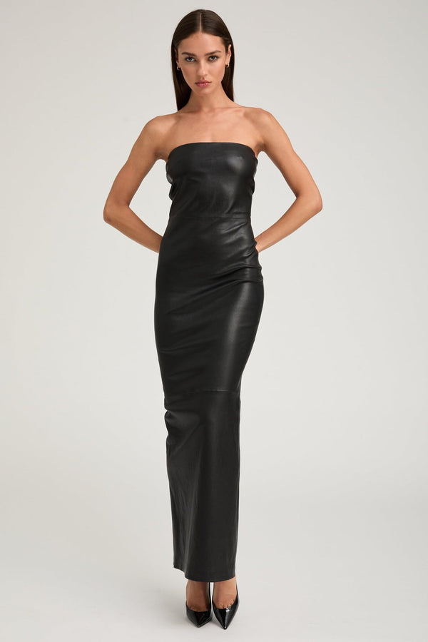 Sprwmn Black Leather Gown Black