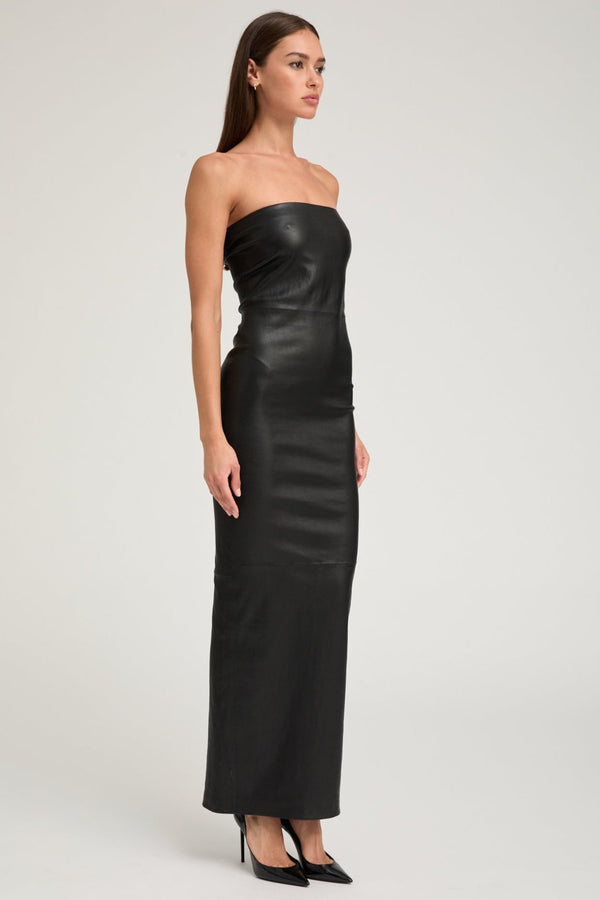Sprwmn Black Leather Gown Black