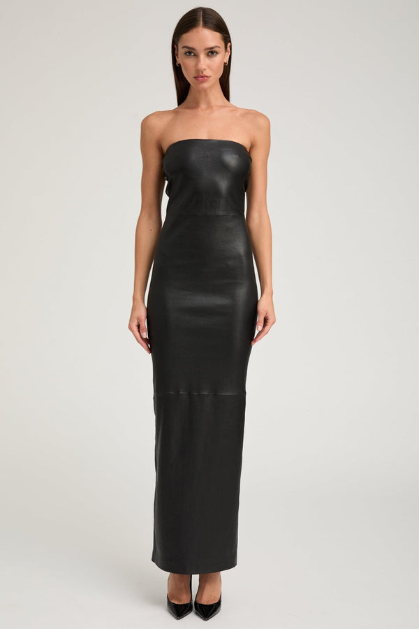 sprwmn Black Leather Gown Black