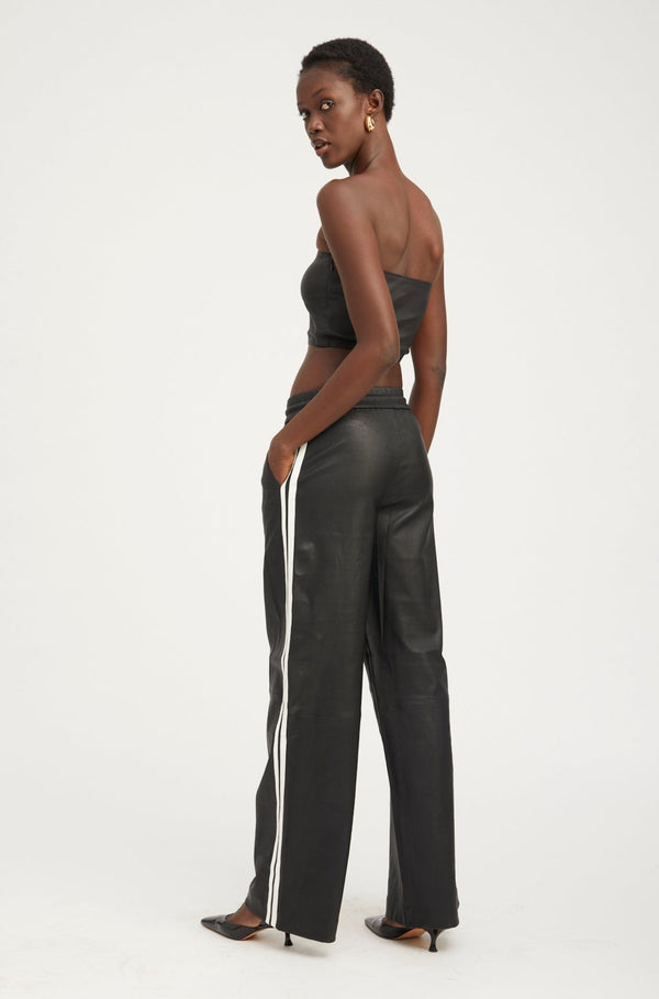 Sprwmn Black Leather Micro Tube Top Black