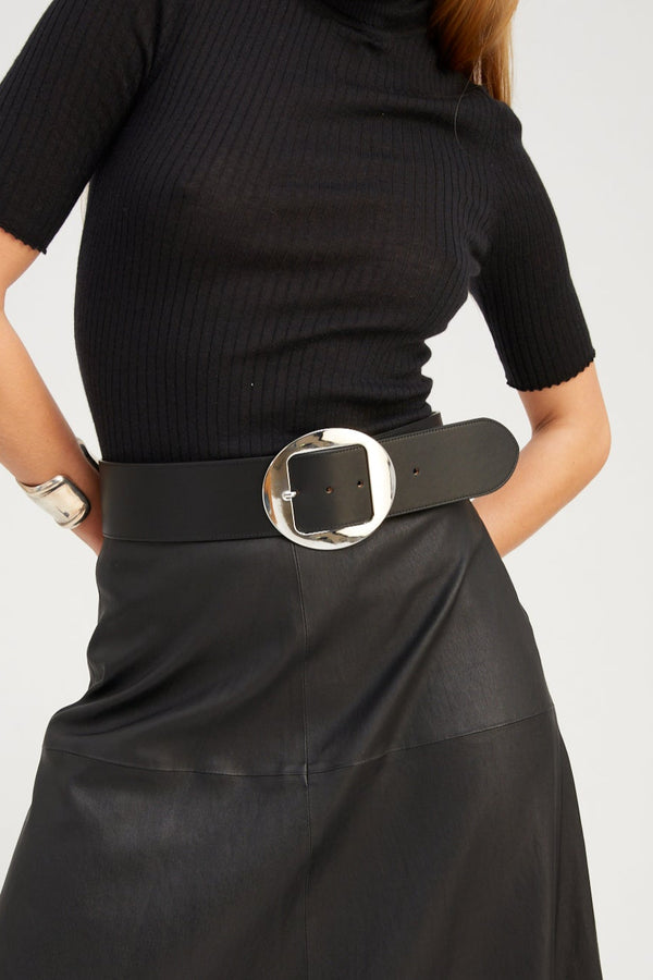 Sprwmn Black Leather Sienna Belt BLACK