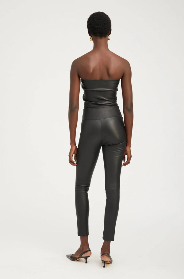 Sprwmn Black Leather Tube Top Black