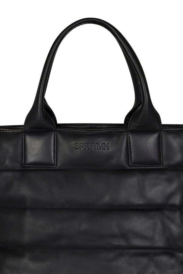 Sprwmn Black Leather Weekender Bag Black