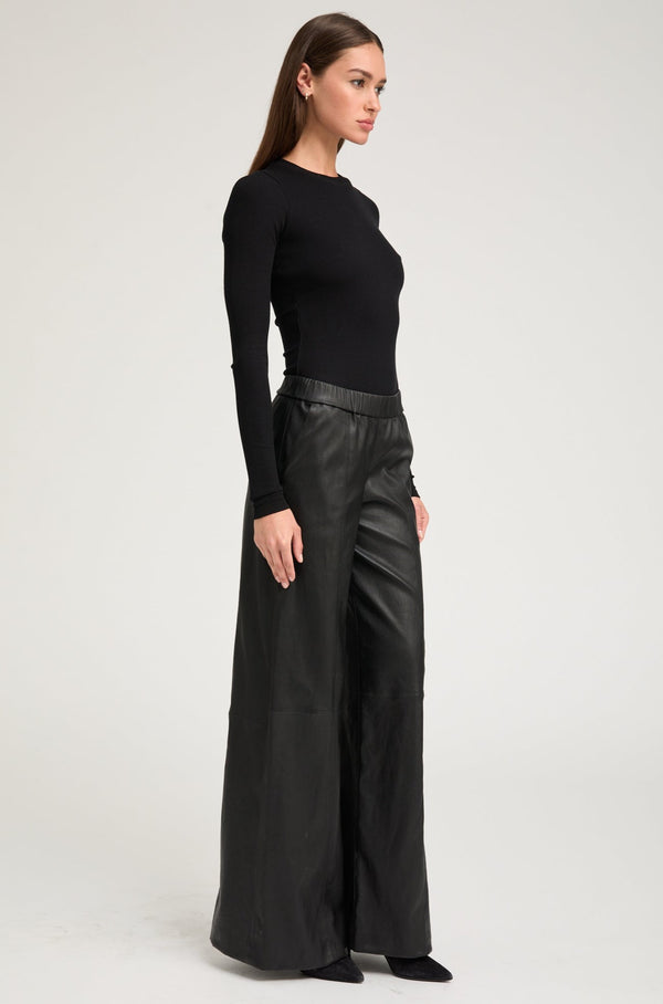 Sprwmn Black Rib Long Sleeve Baby Tee Black