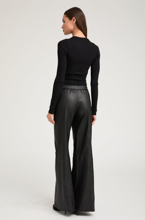 Sprwmn Black Rib Long Sleeve Baby Tee Black