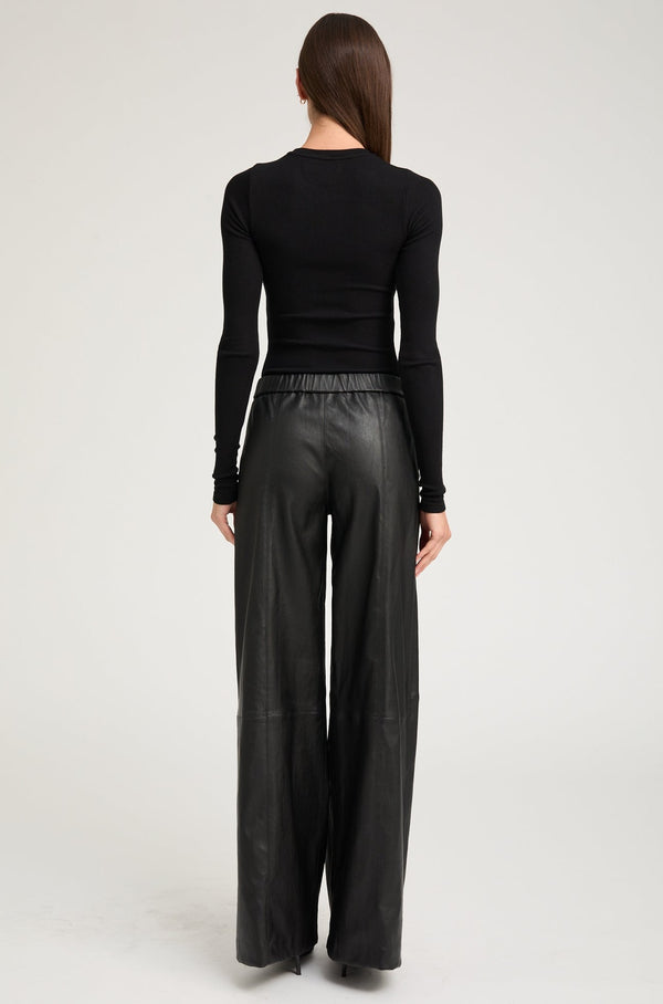 Sprwmn Black Rib Long Sleeve Baby Tee Black