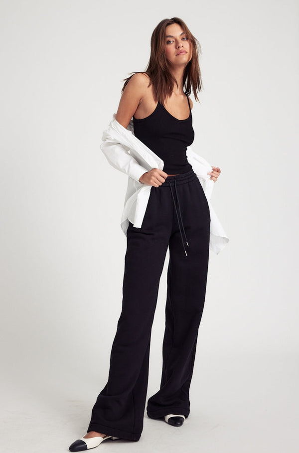 Sprwmn Black Rib V-Neck Tank Black