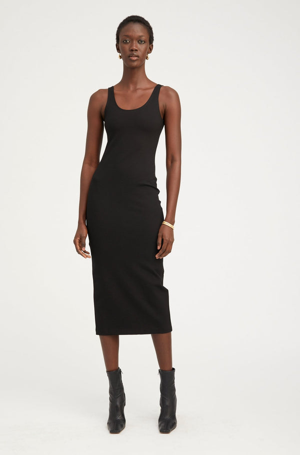 Sprwmn Black Scoop Neck Dress Black