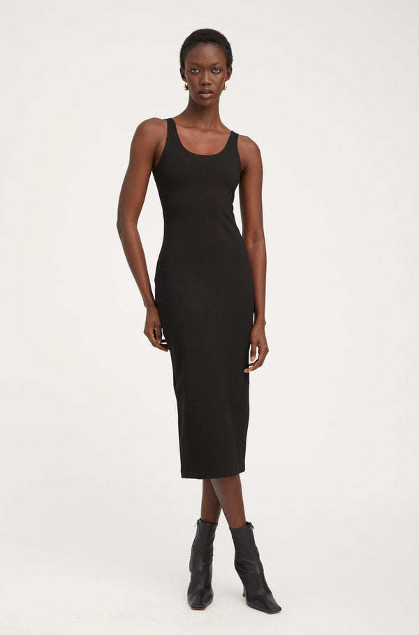 sprwmn Black Scoop Neck Dress Black