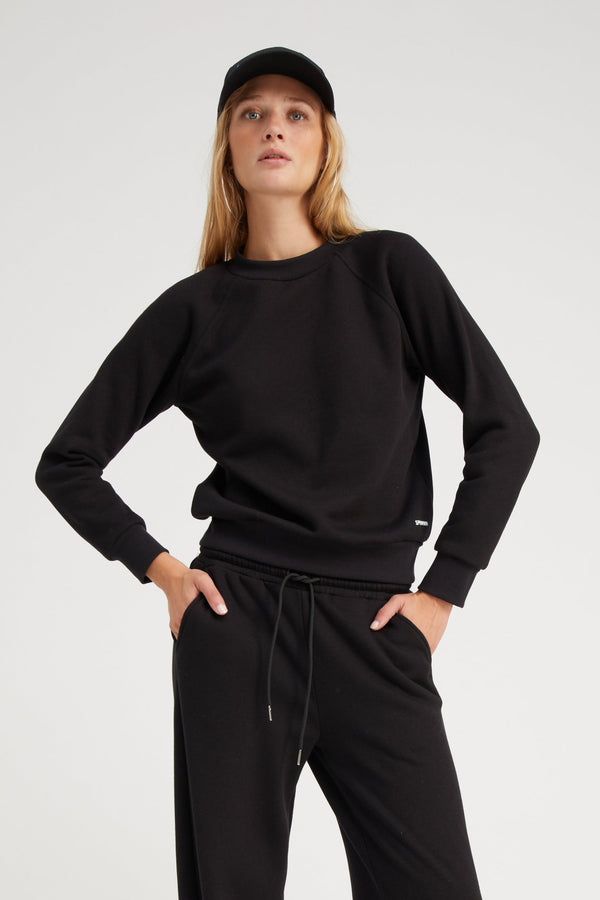 sprwmn Black Shrunken Raglan Sweatshirt Black