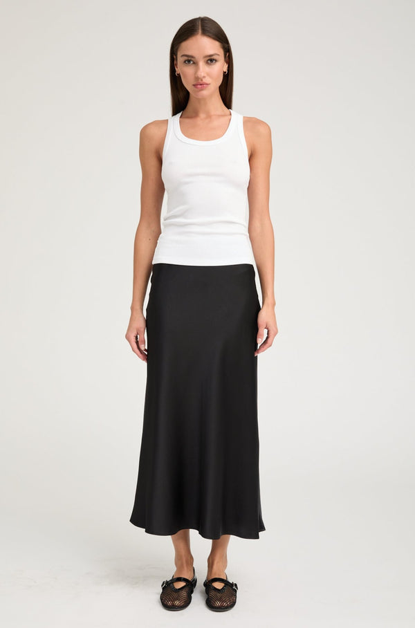 sprwmn Black Silk Bias Maxi Skirt Black