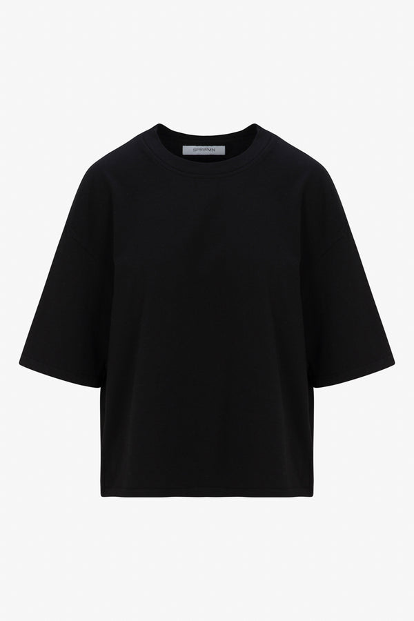 Sprwmn Black Supima Cotton Boxy Tee BLACK