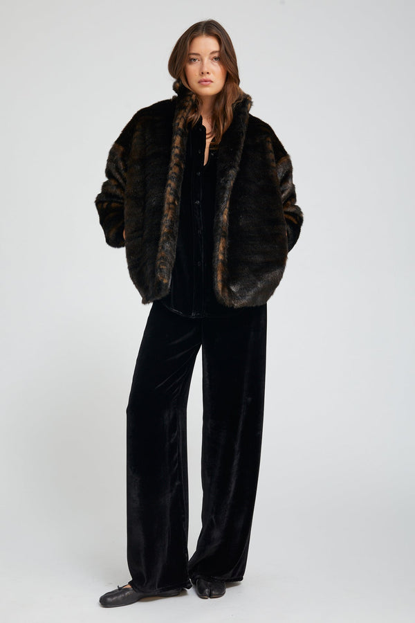 Sprwmn Black Velvet Silk Elise Button Down BLACK