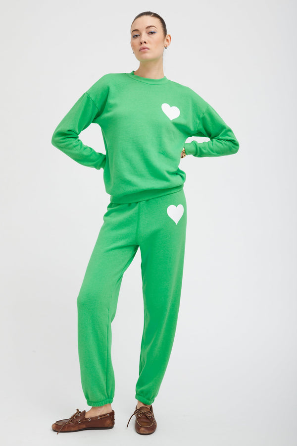 Sprwmn Bright Green Heart Sweatshirt BRIGHT GREEN