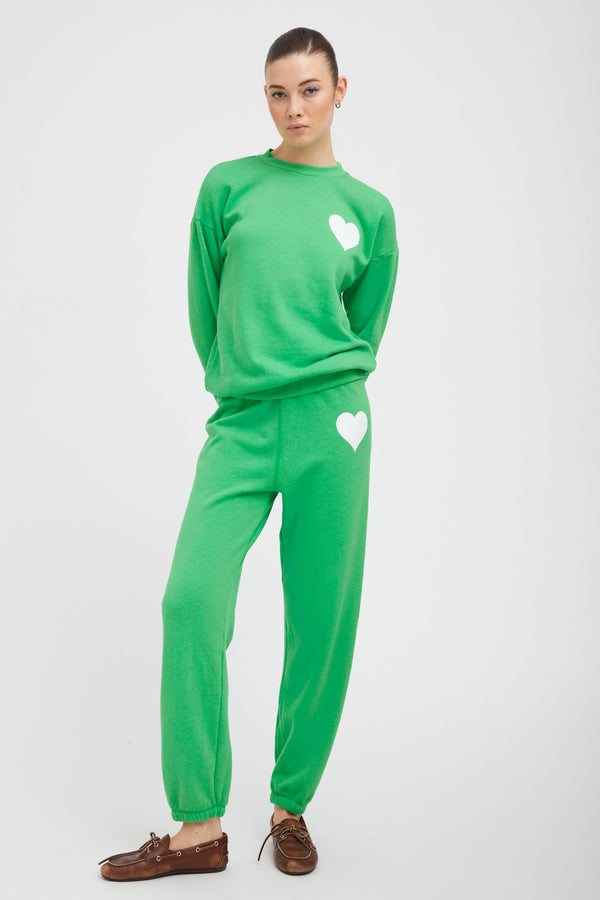 Sprwmn Bright Green Heart Sweatshirt BRIGHT GREEN