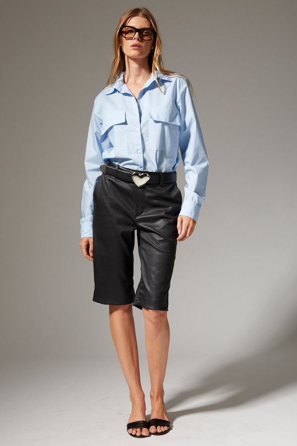 sprwmn Brigitte Leather Bermuda Shorts Black