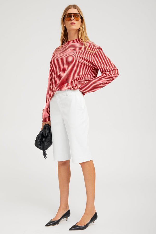 Sprwmn Brigitte Leather Bermuda Shorts WHITE