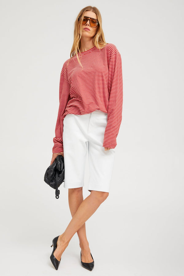 sprwmn Brigitte Leather Bermuda Shorts WHITE