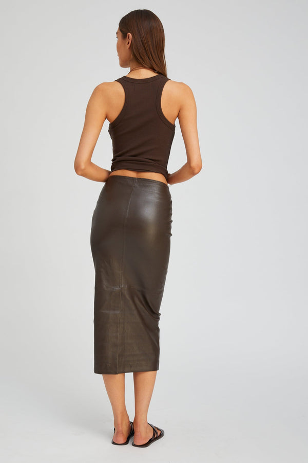 Sprwmn Carolyn Leather Tube Skirt Americano