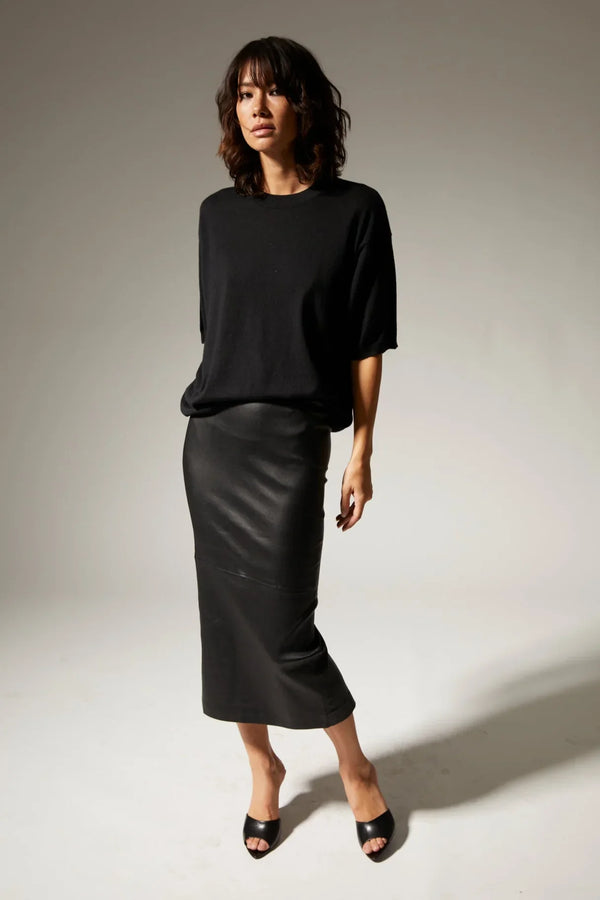 Sprwmn Carolyn Leather Tube Skirt Black