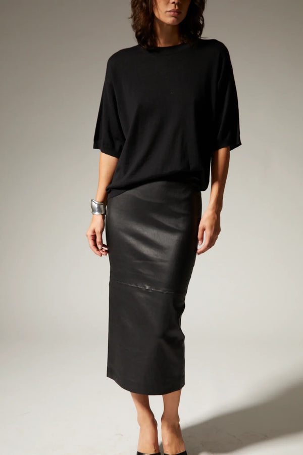 Sprwmn Carolyn Leather Tube Skirt Black