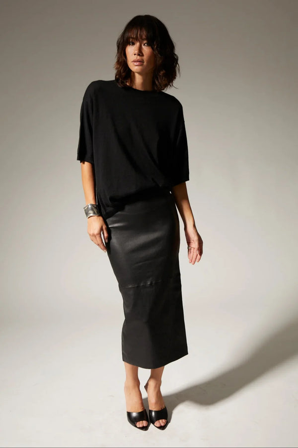 sprwmn Carolyn Leather Tube Skirt Black