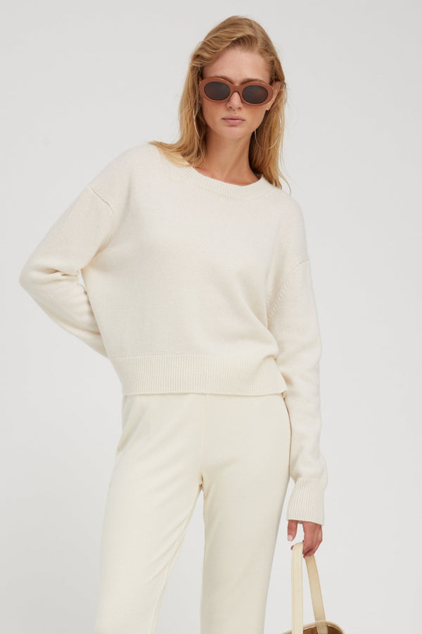 sprwmn Cashmere Boxy Sweater Chalk