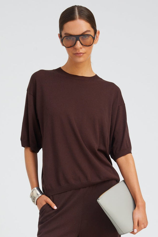 Sprwmn Cashmere Boxy Tee AMERICANO