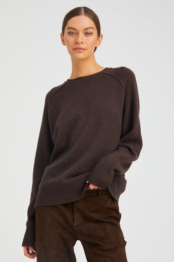 sprwmn Cashmere Boyfriend Sweater COFFEE