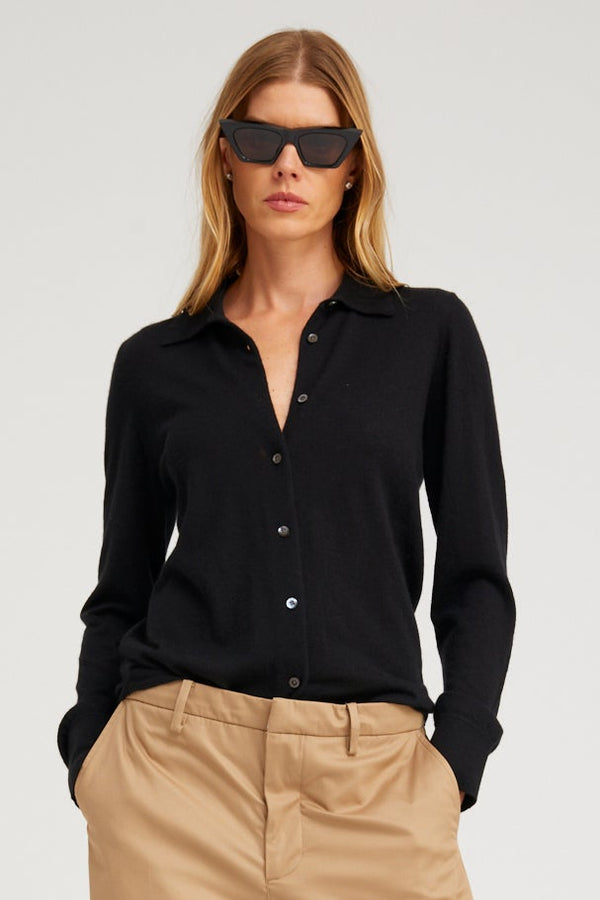 sprwmn Cashmere Fonda Button Down BLACK