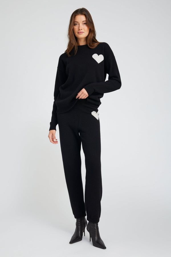 Sprwmn Cashmere Heart Logo Sweatpants BLACK/WHITE