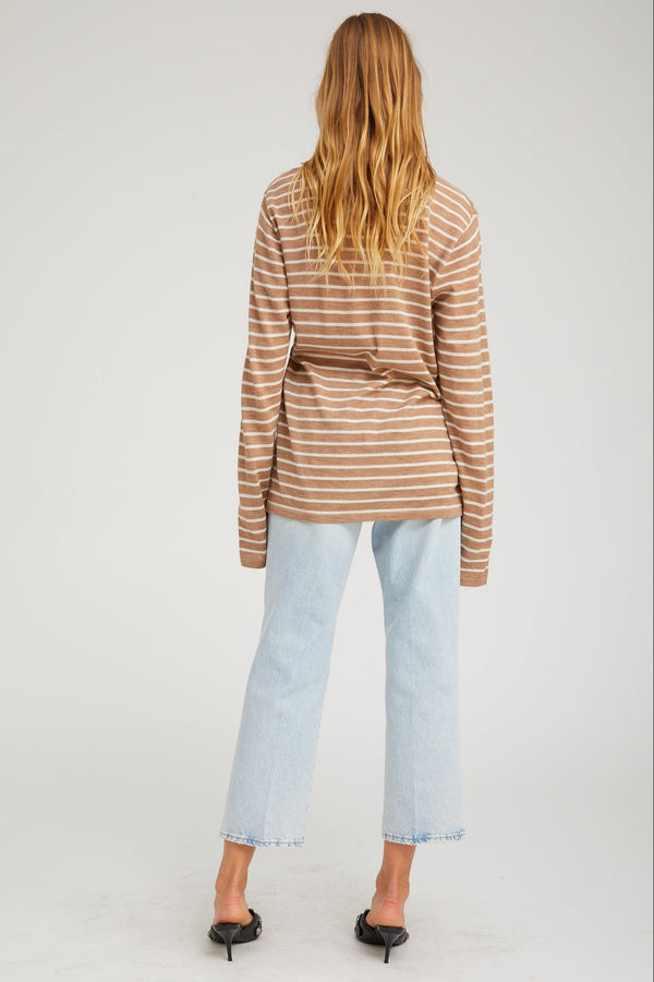 Sprwmn Cashmere Long Sleeve Tee CAMEL STRIPES