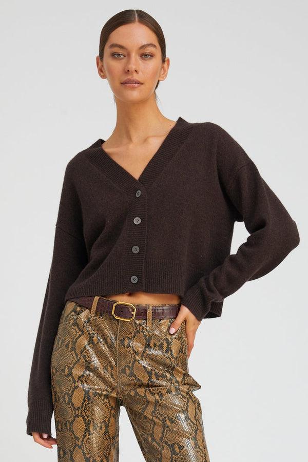 sprwmn Cashmere Mia Cardigan COFFEE