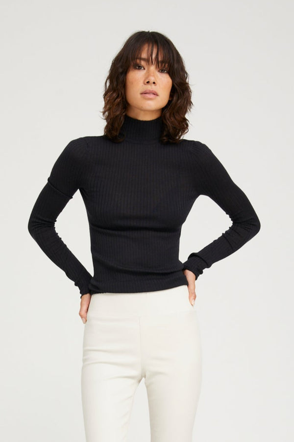sprwmn Cashmere Mock Neck Black