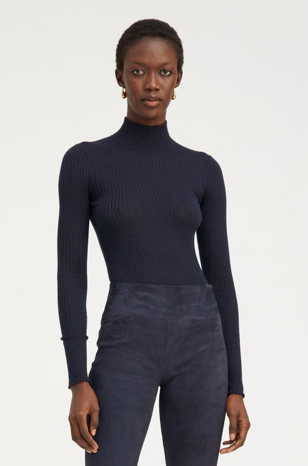 sprwmn Cashmere Mock Neck Navy