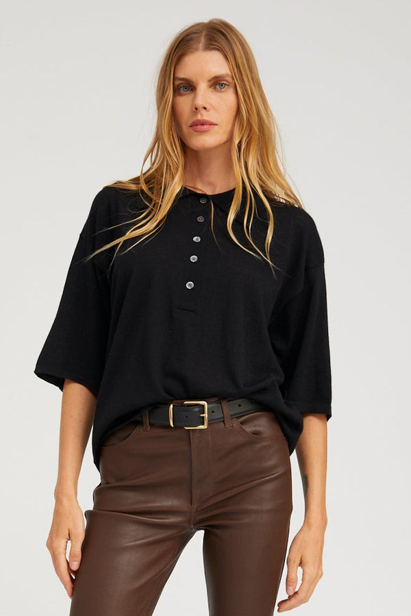 sprwmn Cashmere Oversized Polo BLACK