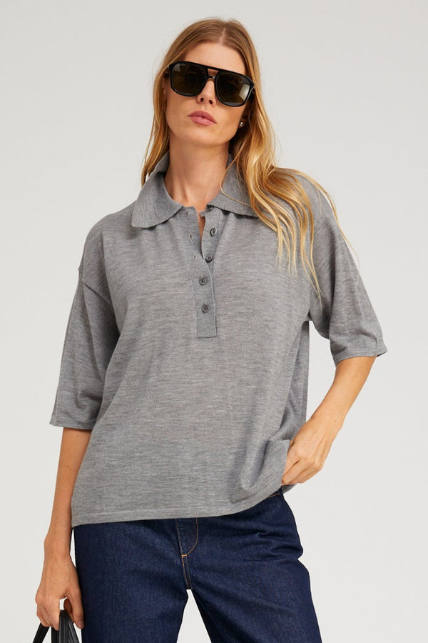 sprwmn Cashmere Oversized Polo GREY