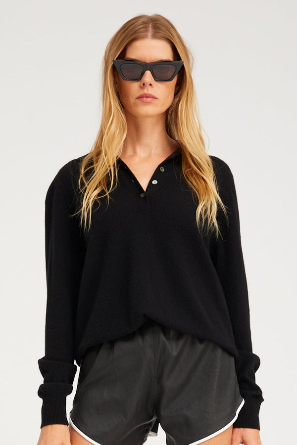 sprwmn Cashmere Polo Sweater BLACK