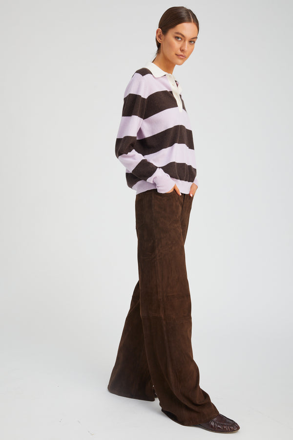 Sprwmn Cashmere Polo Sweater BROWN/LAVENDER