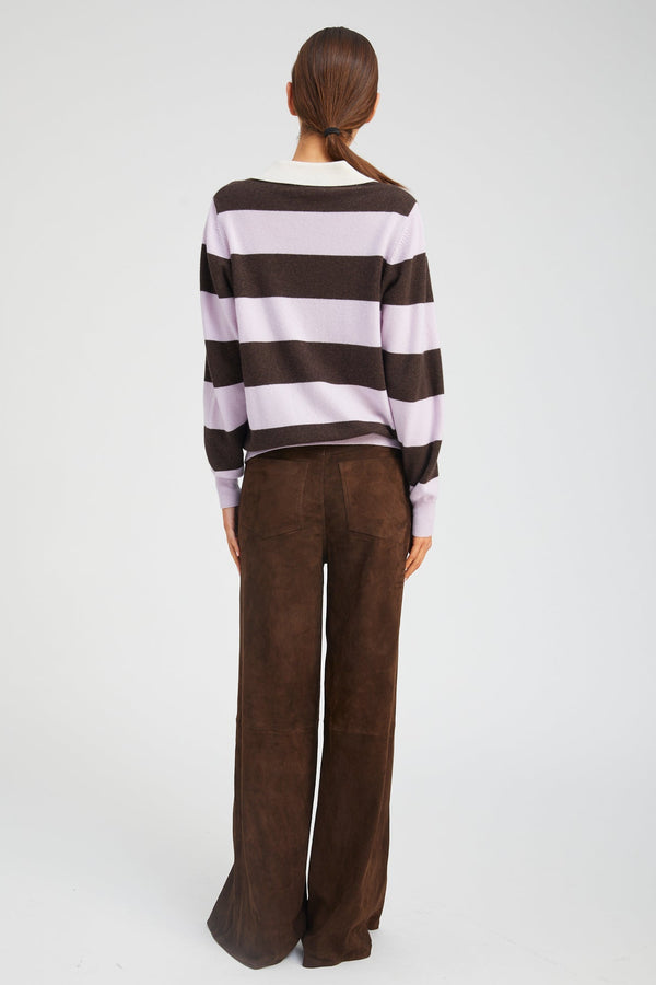 Sprwmn Cashmere Polo Sweater BROWN/LAVENDER
