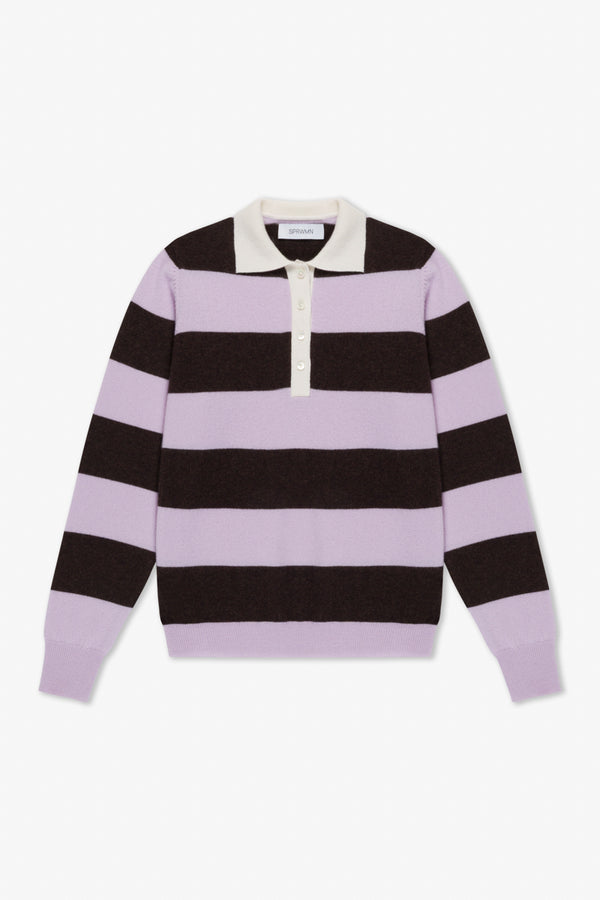 Sprwmn Cashmere Polo Sweater BROWN/LAVENDER