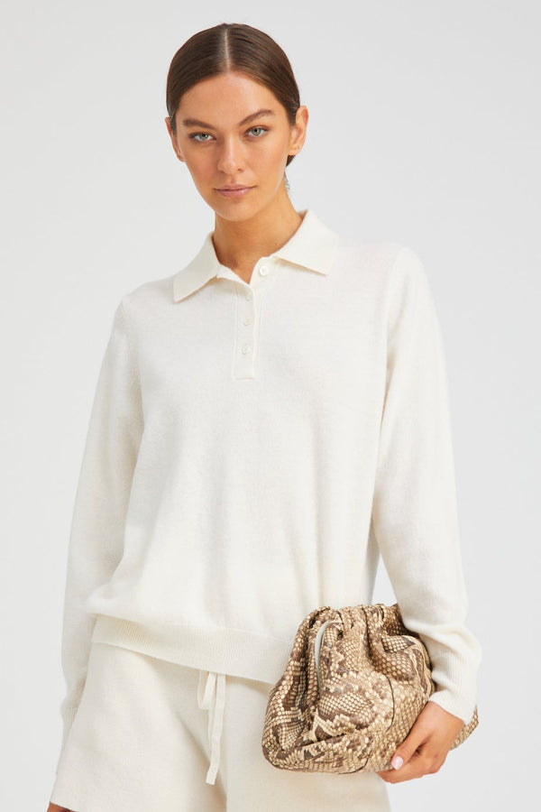 Sprwmn Cashmere Polo Sweater CHALK