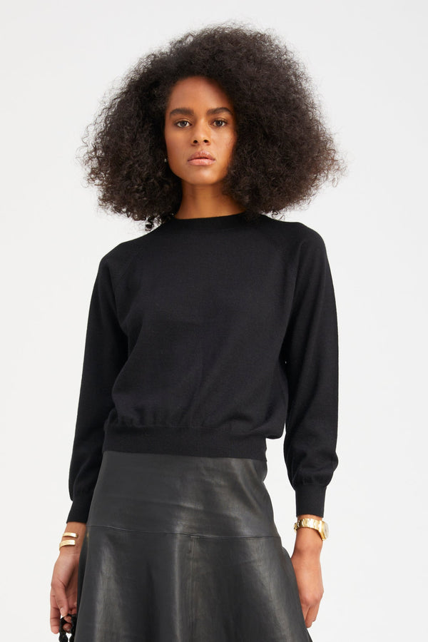 sprwmn Cashmere Raglan Sweater BLACK