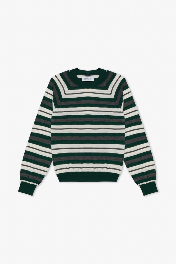 Sprwmn Cashmere Raglan Sweater GREEN/GREY