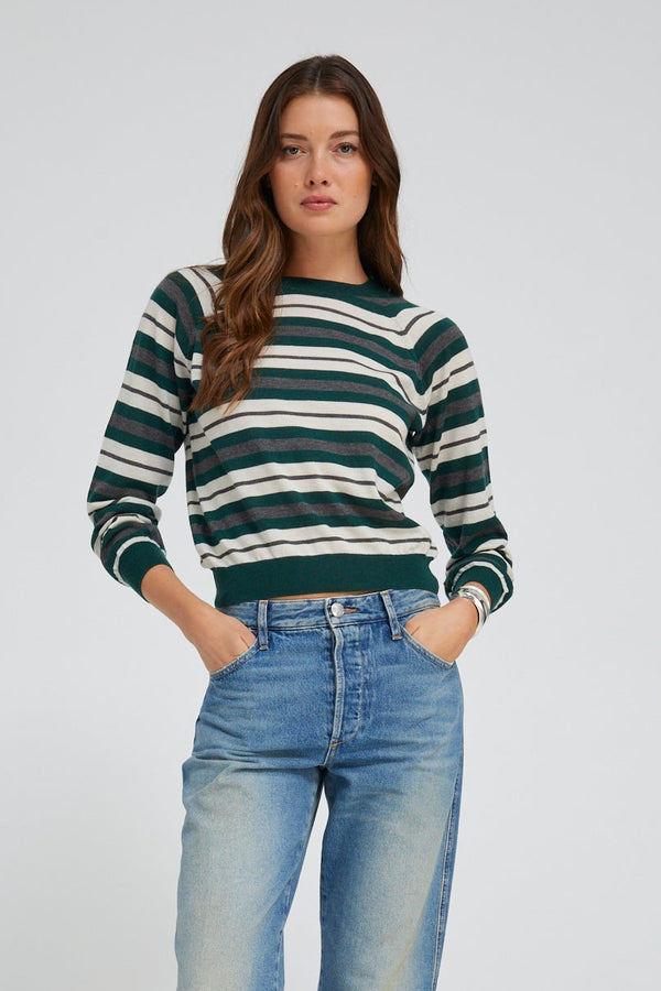 sprwmn Cashmere Raglan Sweater GREEN/GREY