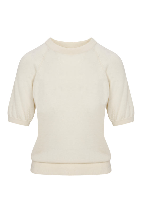 Sprwmn Cashmere Short Sleeve Raglan Sweater CHALK